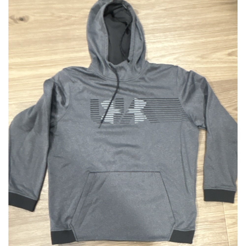Under Armour ColdGear Pullover Hoodie Gray Loose Fit Long Sleeve Men's L